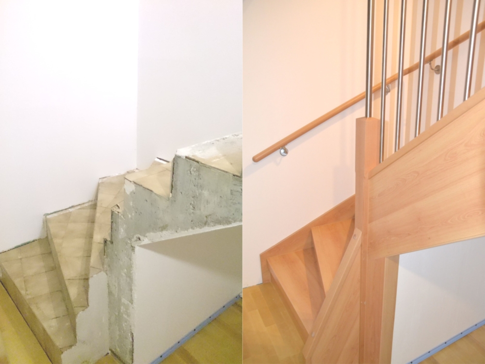 Treppenrenovierung in Altshausen, vorher, nachher